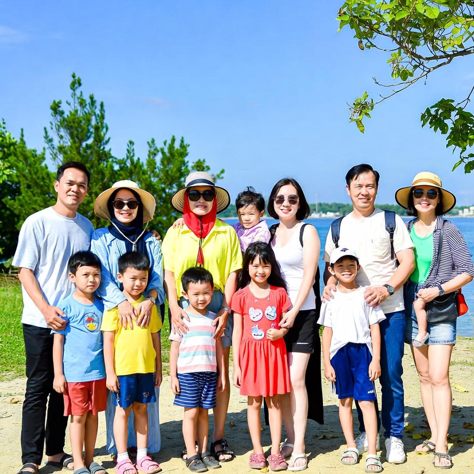 Gia đình vui vẻ trên kỳ nghỉ với bảo hiểm