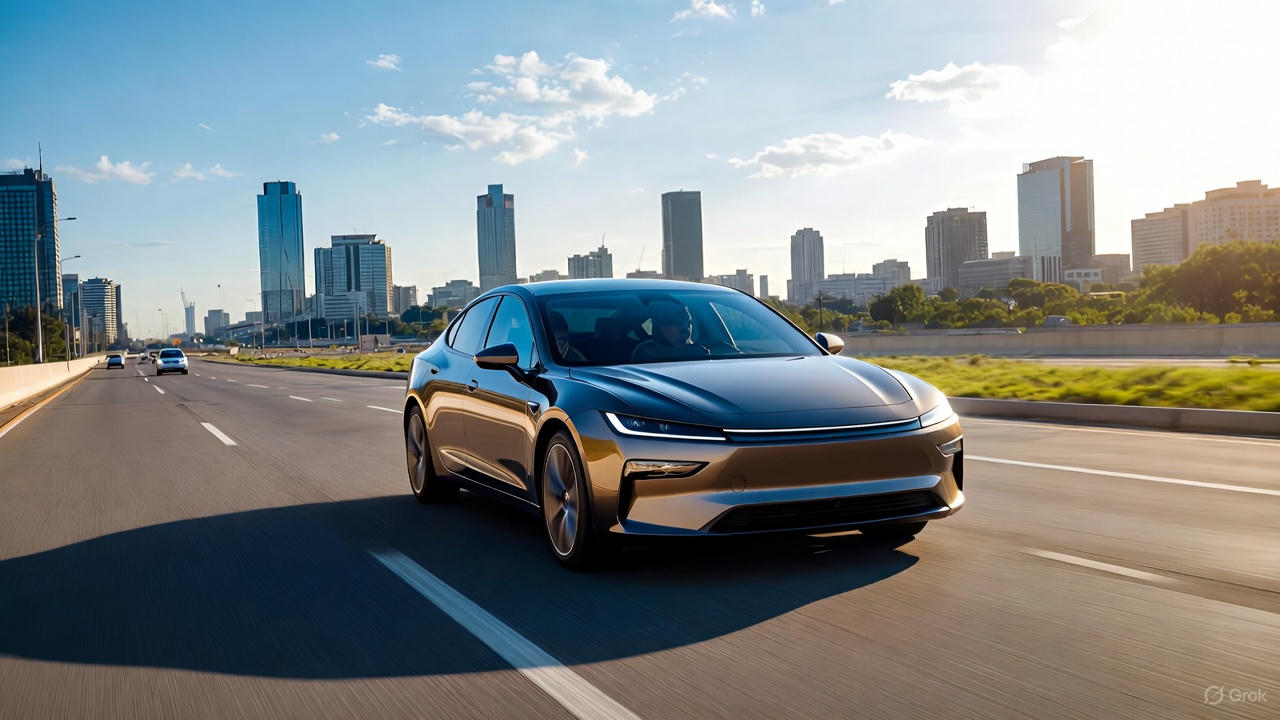 Xe hơi hiện đại trên đường cao tốc